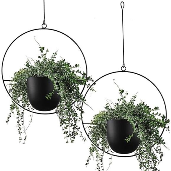 2 Pcs Hanging Planters for Indoor and Outdoor Plants with Hooks and Chains - Picture 7 of 7